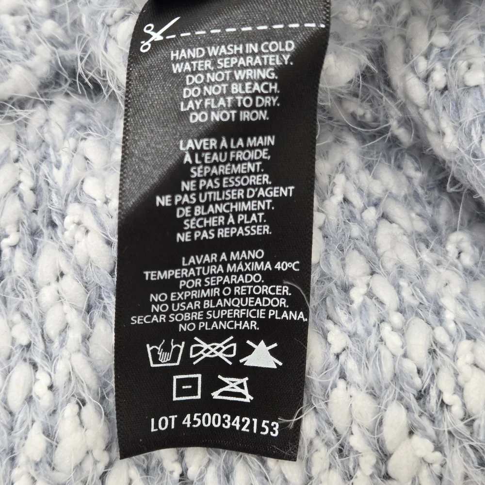 Buffalo David Bitton Blue and White Knit Acrylic Eyelash Sweater Size XL